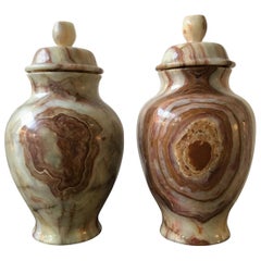 Pair of Onyx Urns