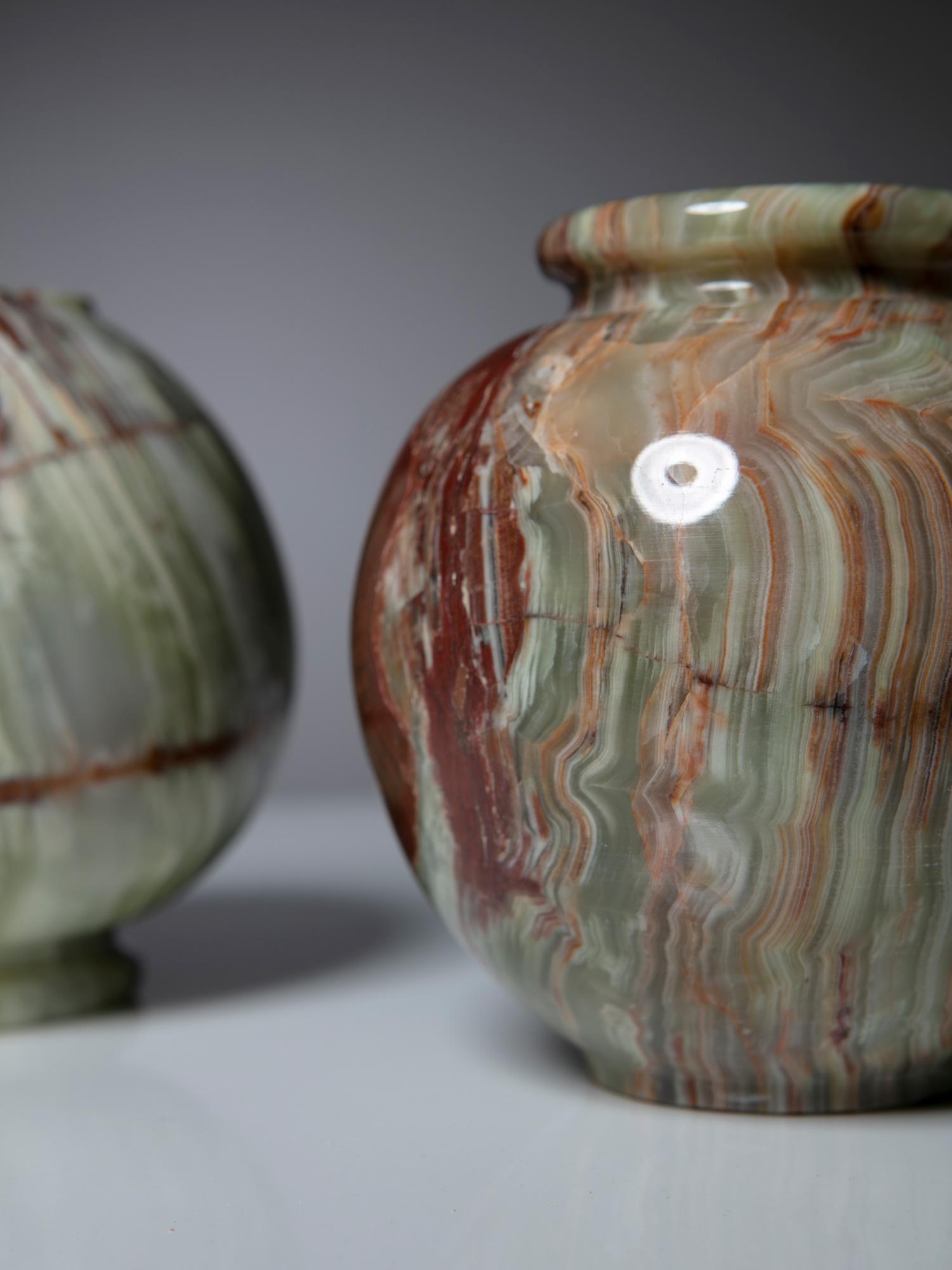 Late 20th Century Set of Two Onyx Vases, Italy, 1970s