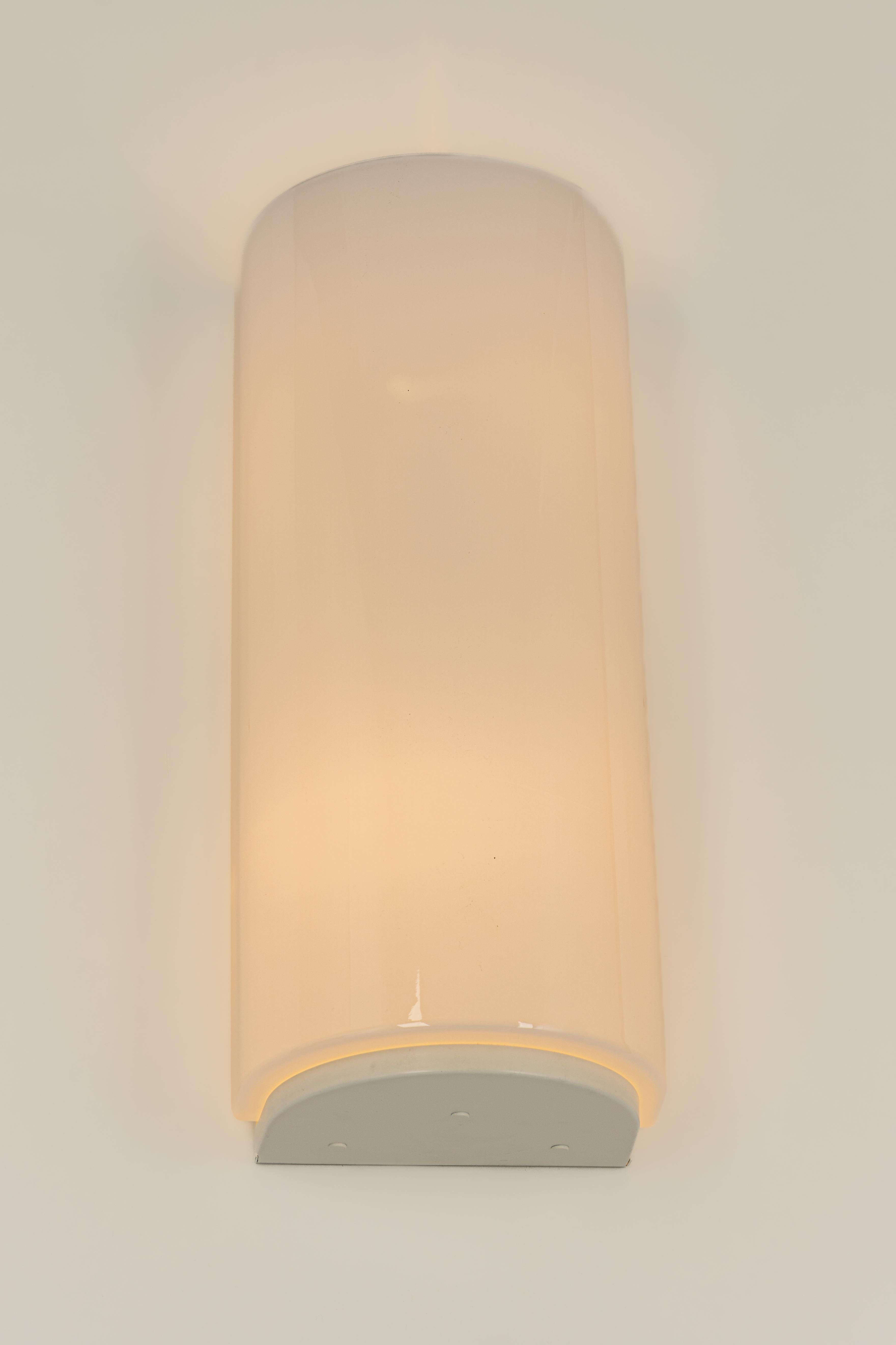 Mid-Century Modern Pair of Opal Glass Sconces Designed by Limburg, Germany For Sale
