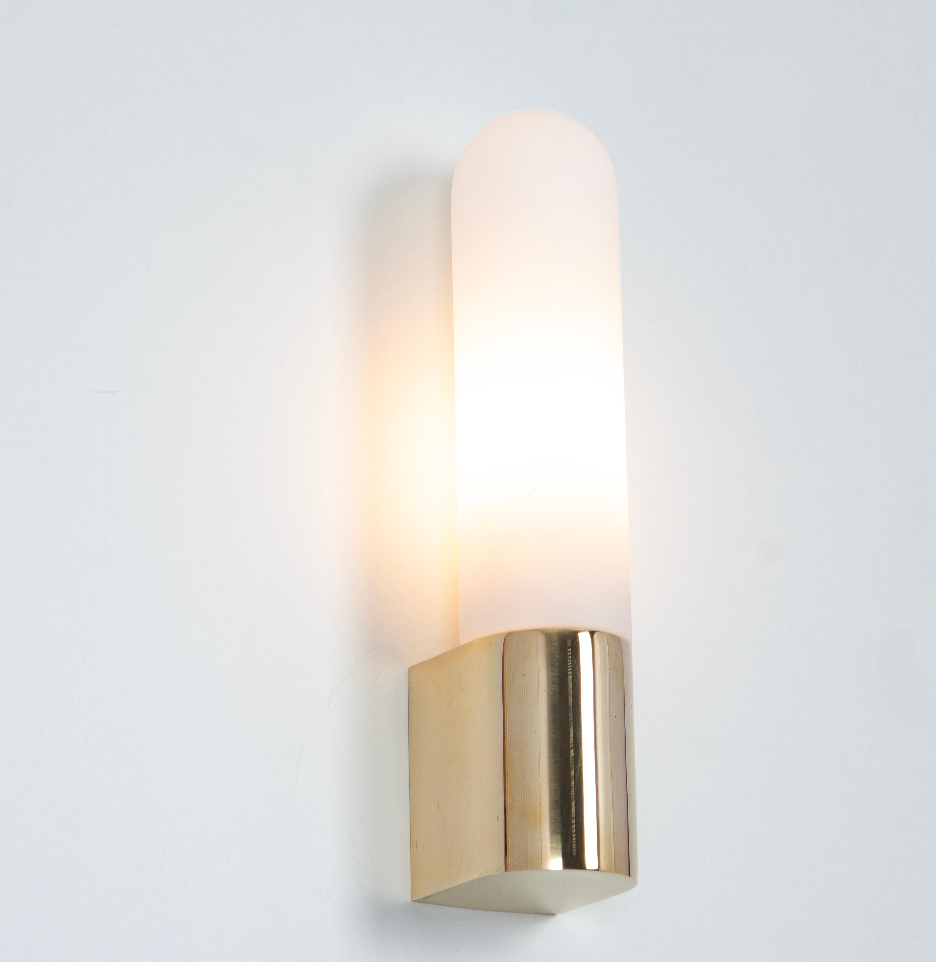 Mid-Century Modern Pair of Opal Glass Sconces Designed by Limburg, Germany For Sale