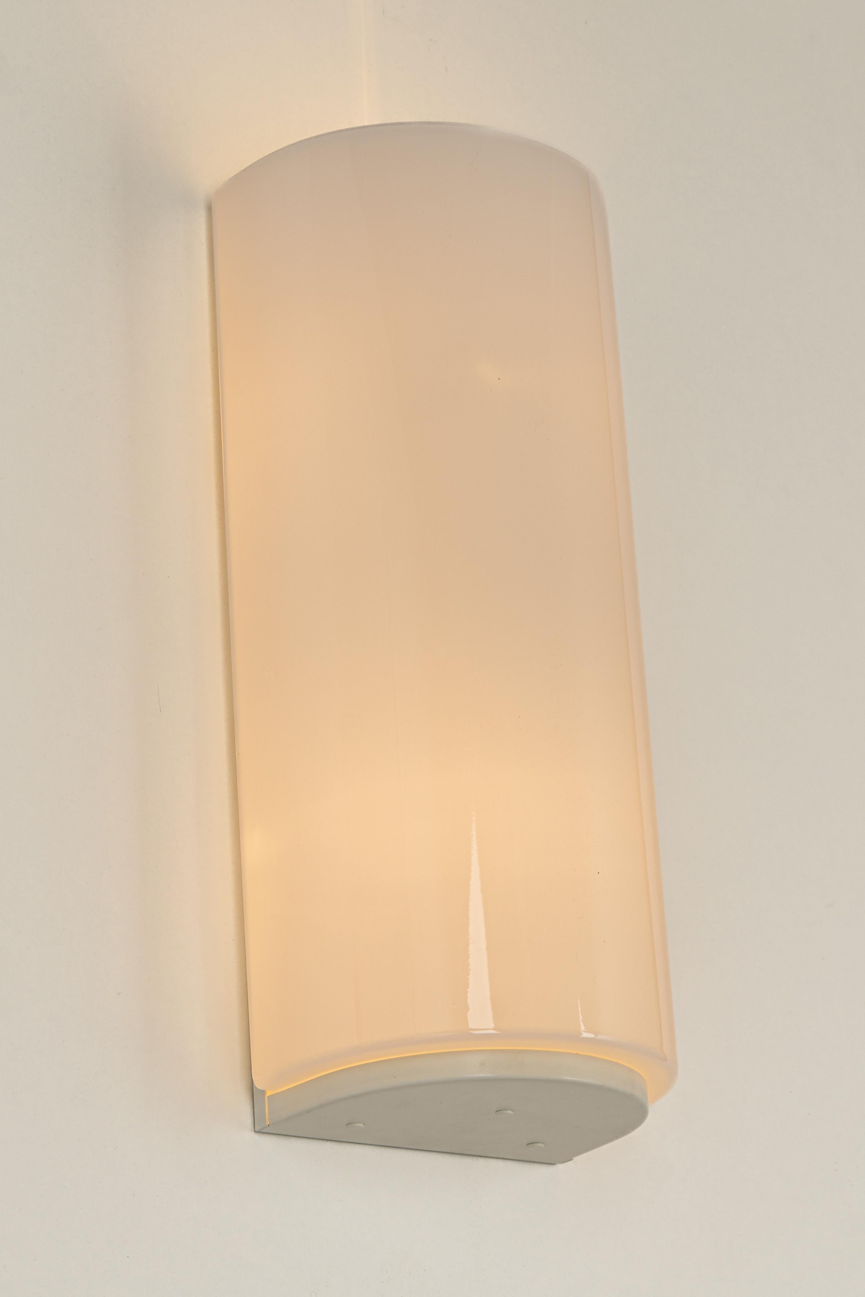 Pair of Opal Glass Sconces Designed by Limburg, Germany In Good Condition For Sale In Aachen, NRW