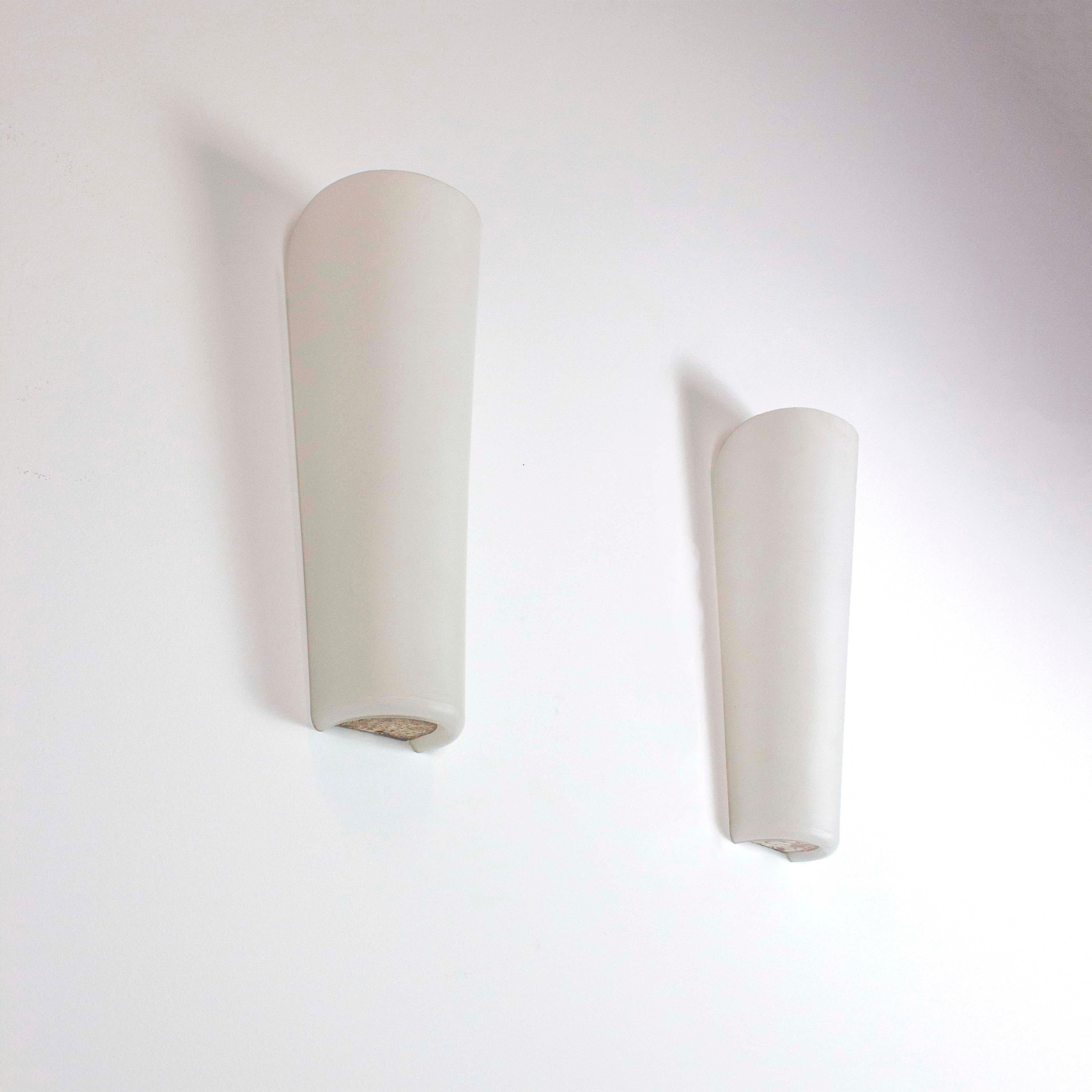 German Pair of opal glass shades/sconces - Wilhelm Wagenfeld - to Peill & Putzler For Sale