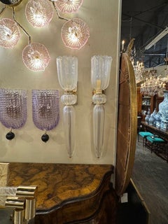 Pair of Opalescent Murano Glass Cone Form Sconces