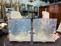 Pair Of Opalescent Murano Glass Lamps By Leucos