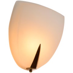 Pair of Opaline and Brass Wall Lights