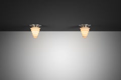 Pair of Opaline and Crystal Ceiling Lights by GISO, Netherlands 1960s
