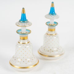Pair of Opaline Bottles, 19th Century, Napoleon III Period.
