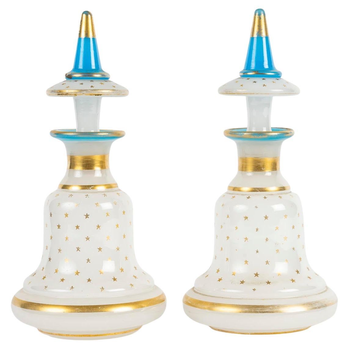 Pair of Opaline Bottles, 19th Century, Napoleon III Period.