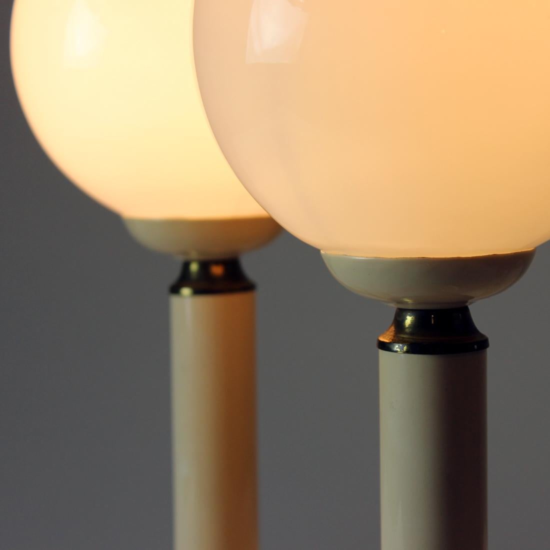 Mid-Century Modern Pair of Opaline Glass Lamps, Czechoslovakia, 1970s For Sale