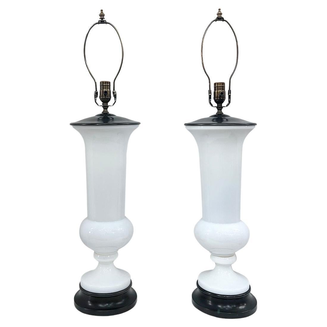 Pair of Opaline Glass Lamps