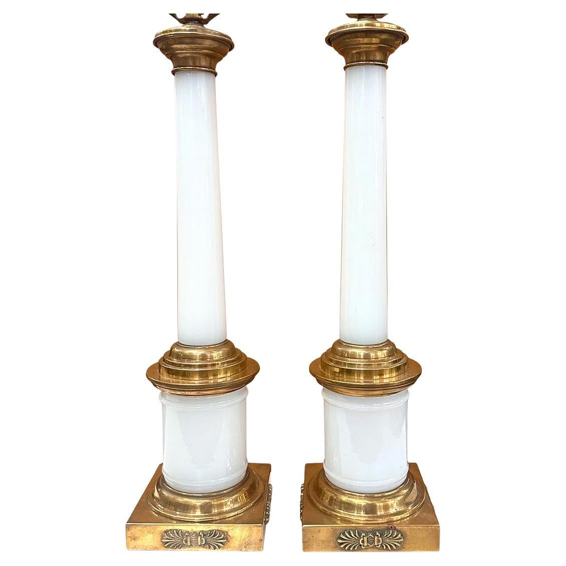 Pair of Opaline Glass Lamps