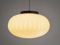 Pair of Opaline Glass Pendants with Structured Spheres
