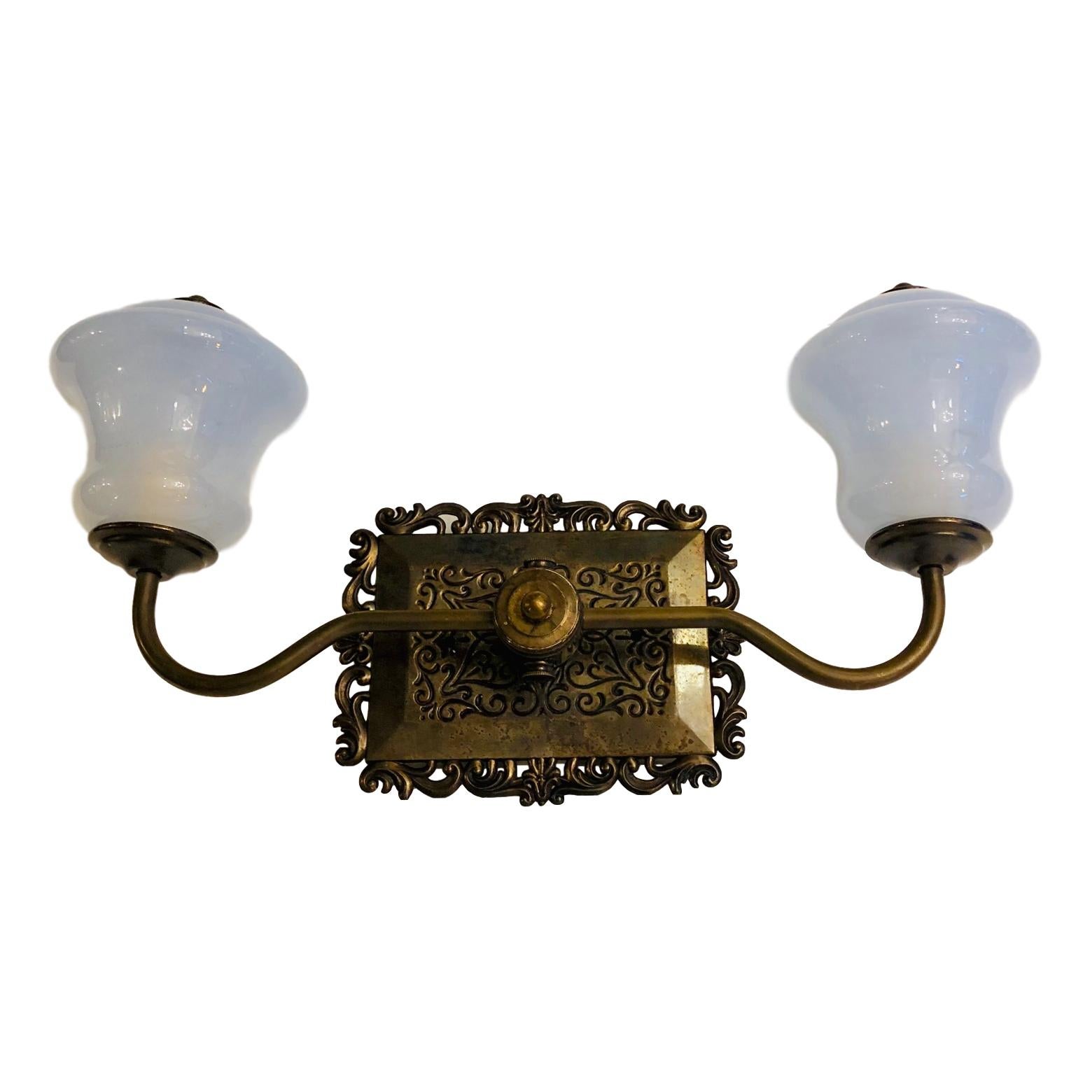 Pair of Opaline Glass Sconces In Good Condition In New York, NY