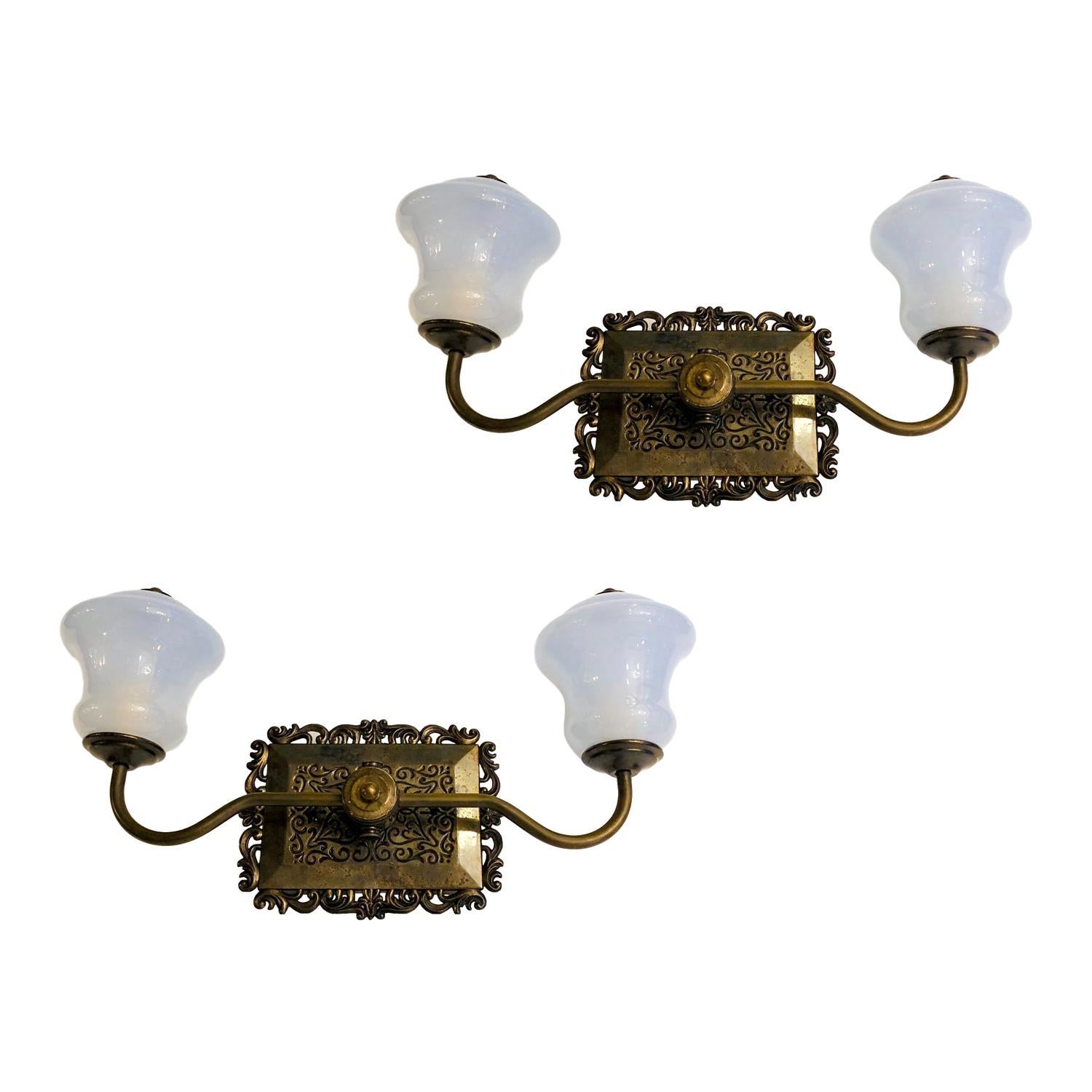 Pair of Opaline Glass Sconces