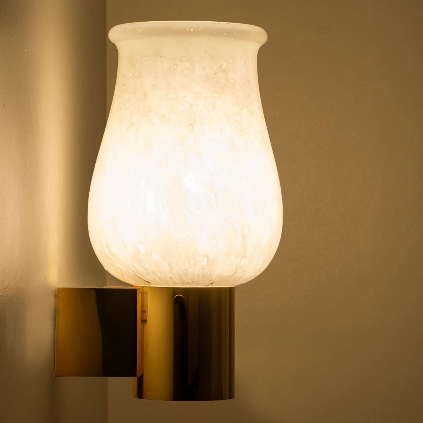 Pair of Opaline Glass Wall Lights by Glashütte Limburg, 1960 For Sale 4