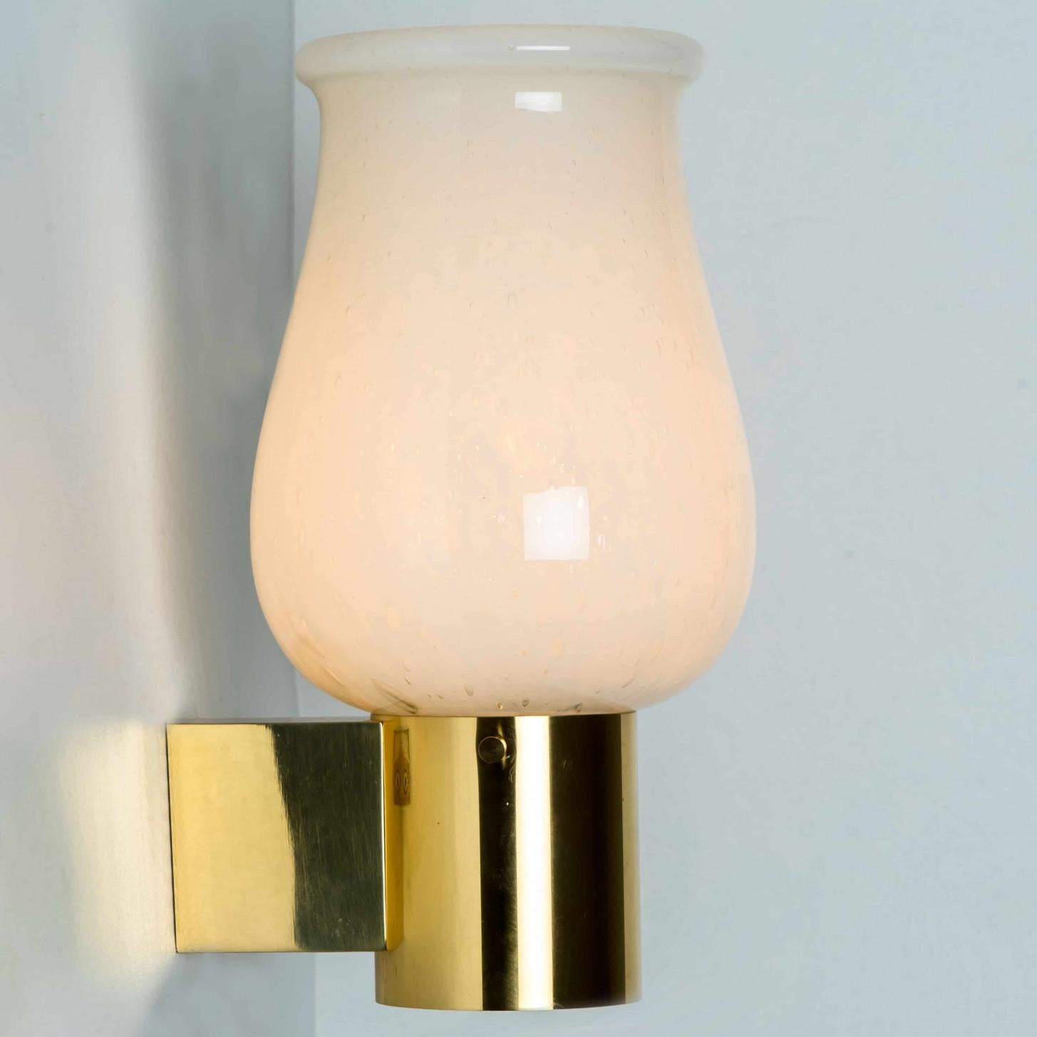 Pair of Opaline Glass Wall Lights by Glashütte Limburg, 1960 For Sale 6