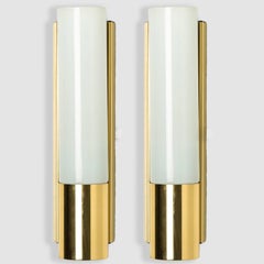 Pareja de apliques de cristal opalino de Glashütte Limburg, 1970