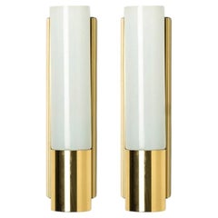 Pair of Opaline Glass Wall Lights by Glashütte Limburg, 1970