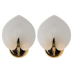 Pair of Opaline Glass Wall Lights in style of Kaiser, 1960