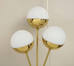 Pair of Opaline Globe Sconces in Polished Brass