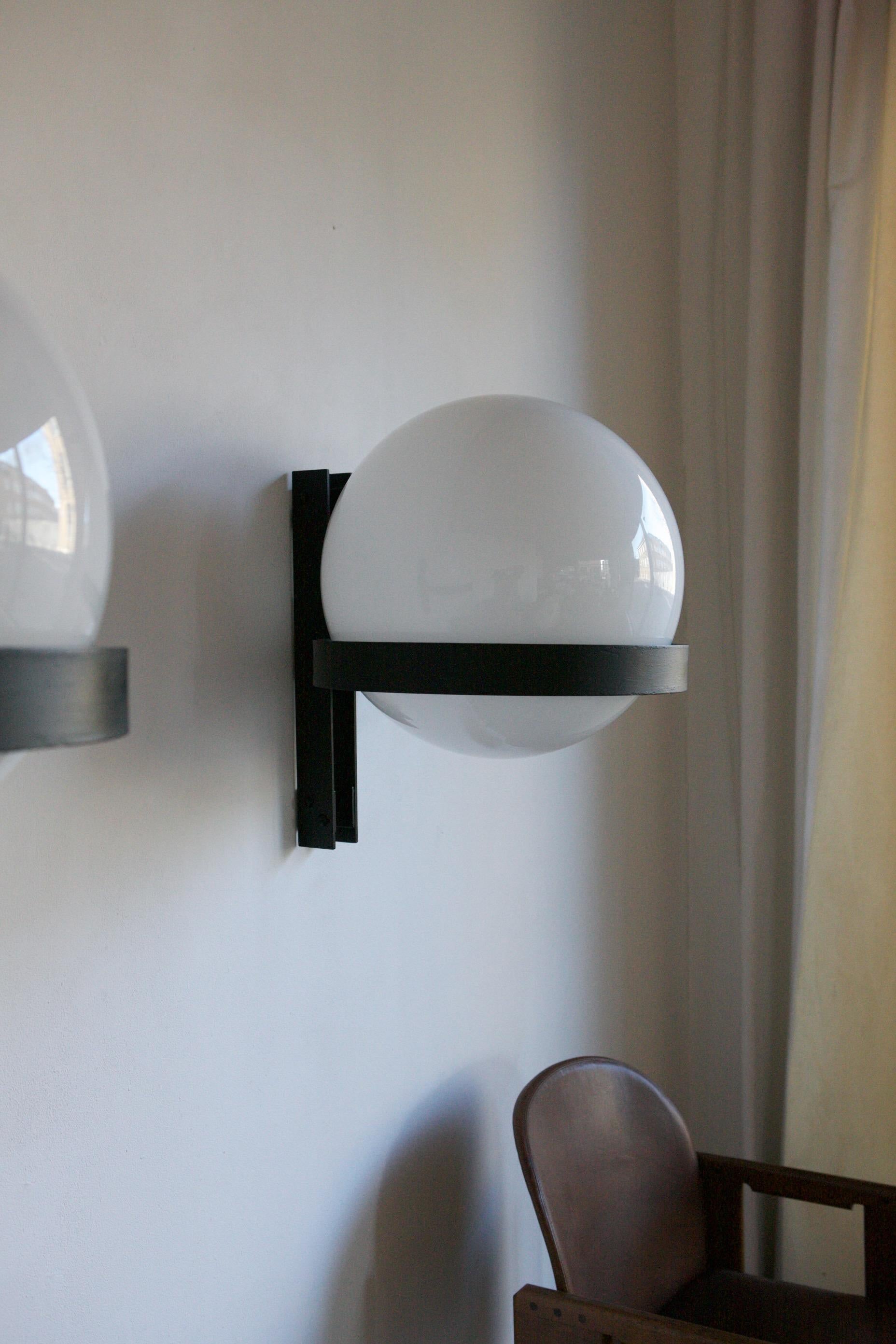 Pair of Opaline Globe Wall Lights For Sale 4