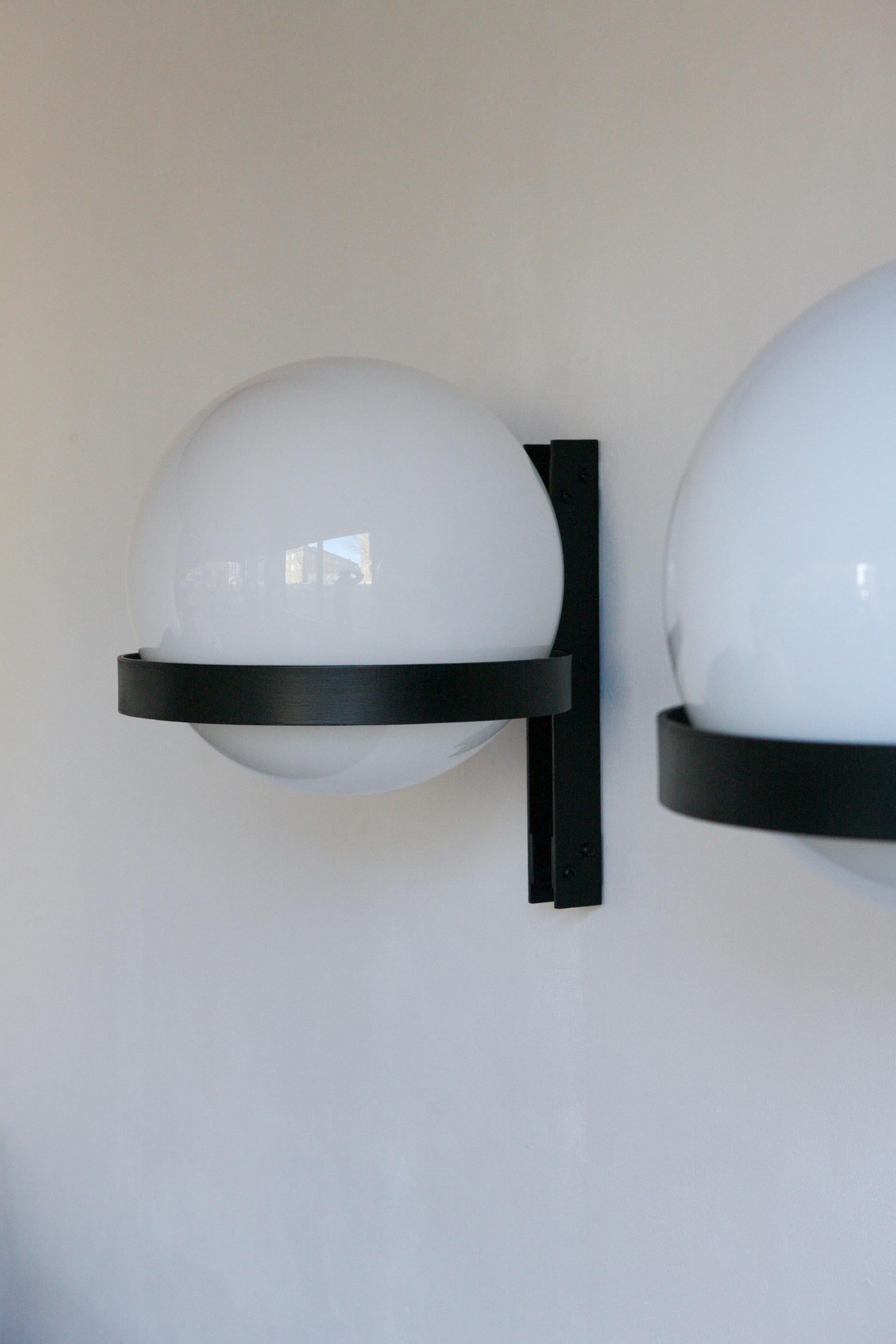Pair of Opaline Globe Wall Lights For Sale 1
