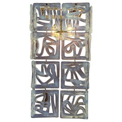 Pair of Opaline Murano Glass Sconces Attr. to Carlo Nason for Mazzega, Italy