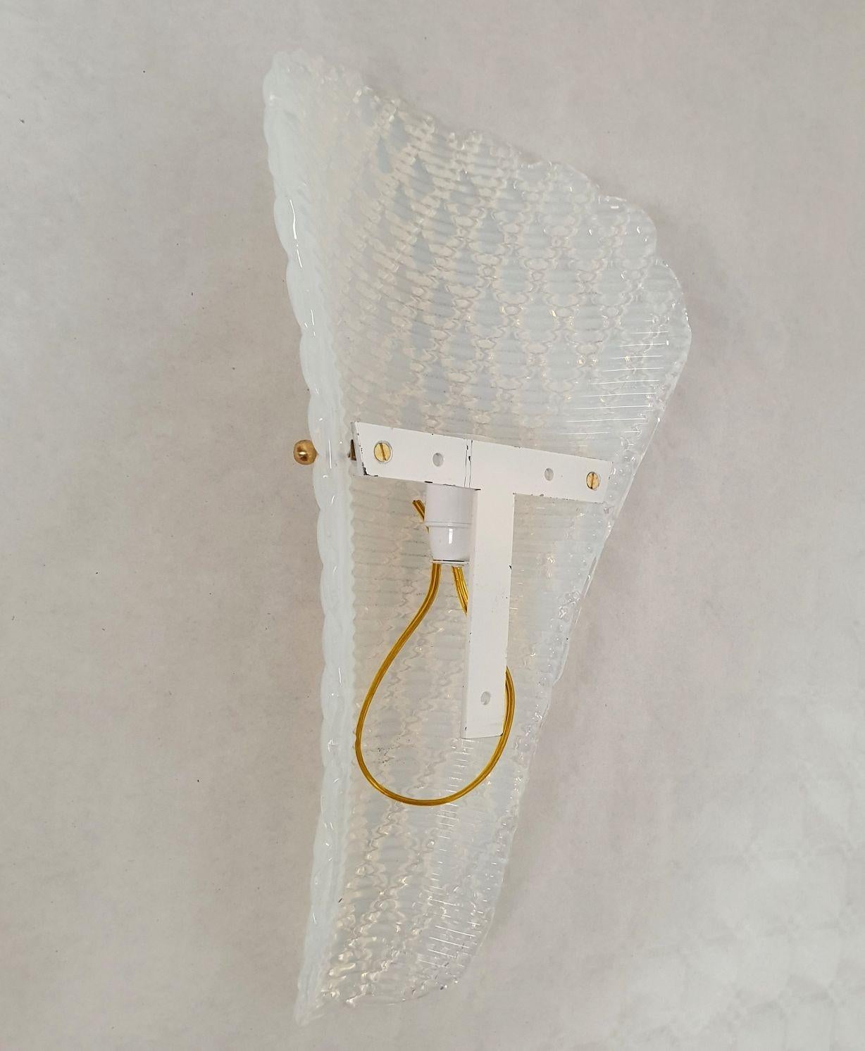 Pair of opaline Murano glass sconces For Sale 4