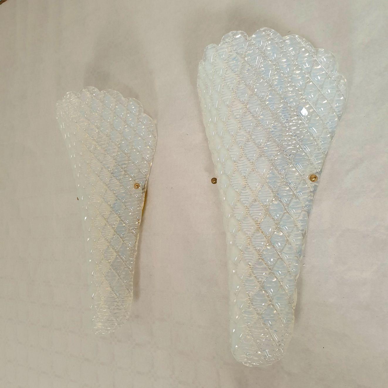 Mid-Century Modern Pair of opaline Murano glass sconces For Sale