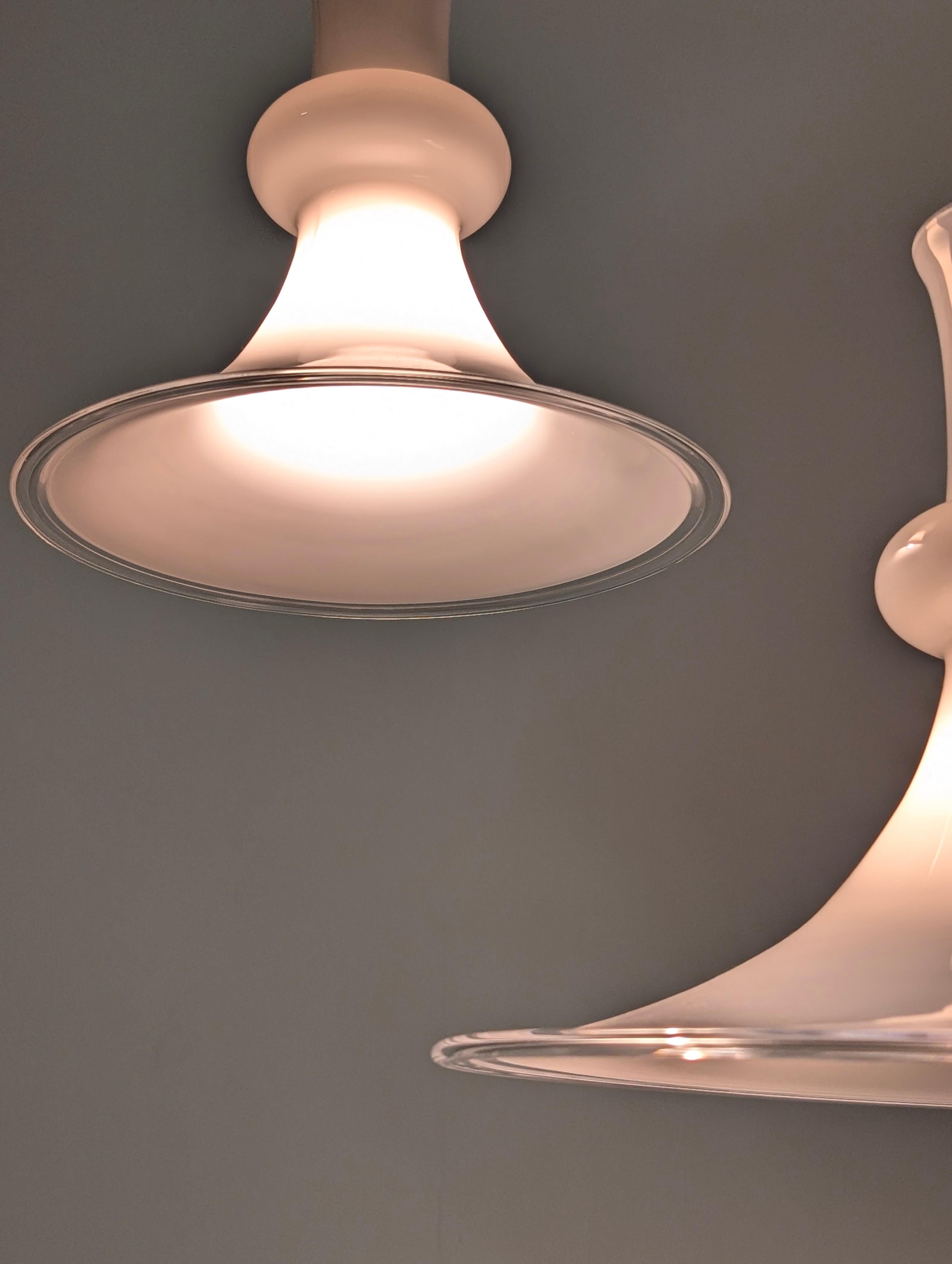 Late 20th Century Pair of Opaline Pendant Lamps by Michael Bang for Royal Copenhagen, 1970s For Sale