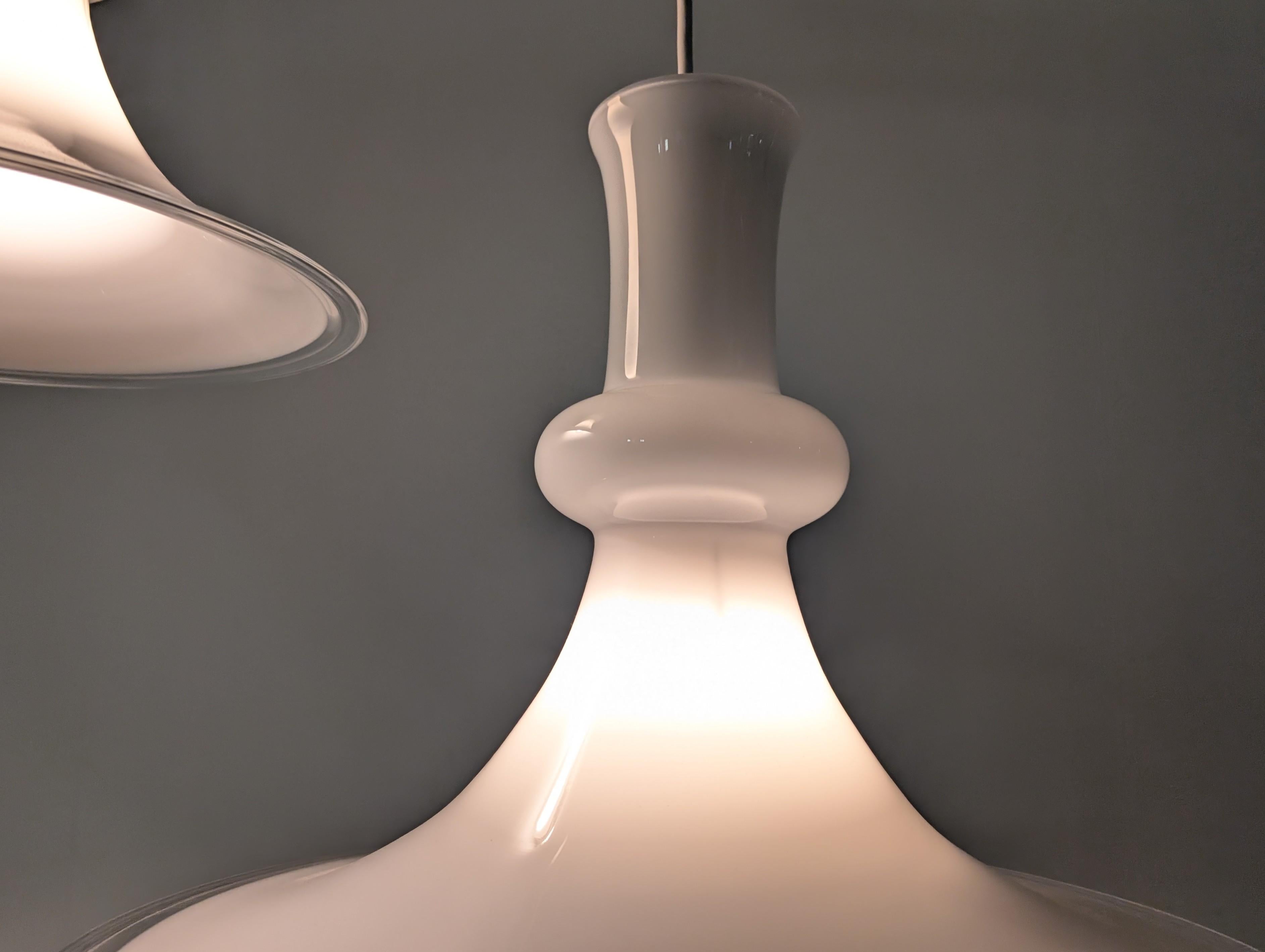 Pair of Opaline Pendant Lamps by Michael Bang for Royal Copenhagen, 1970s For Sale 2