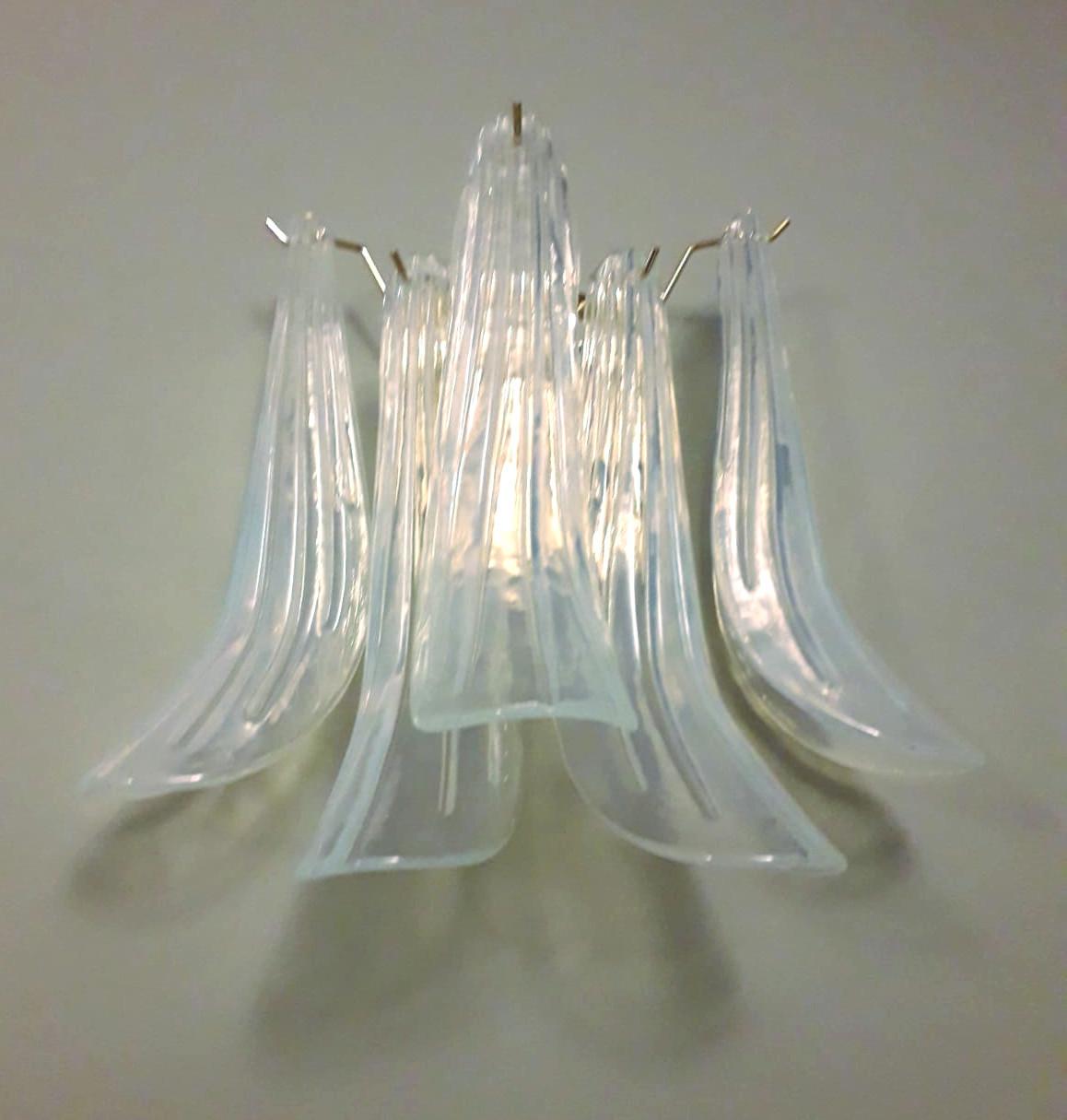 20th Century Pair of Opaline Selle Sconces