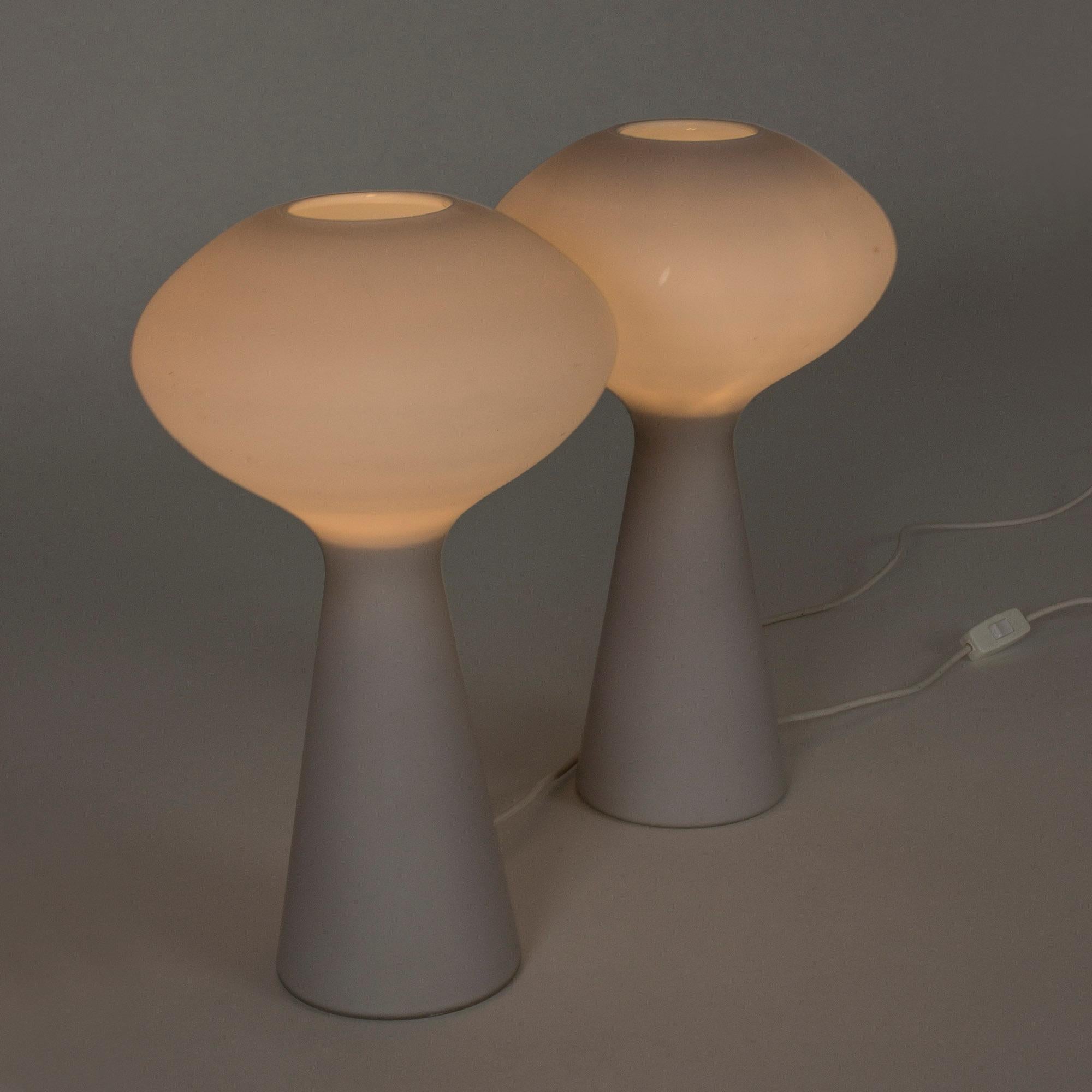 Mid-20th Century Pair of Opaline Table Lamps by Lisa Johansson-Pape