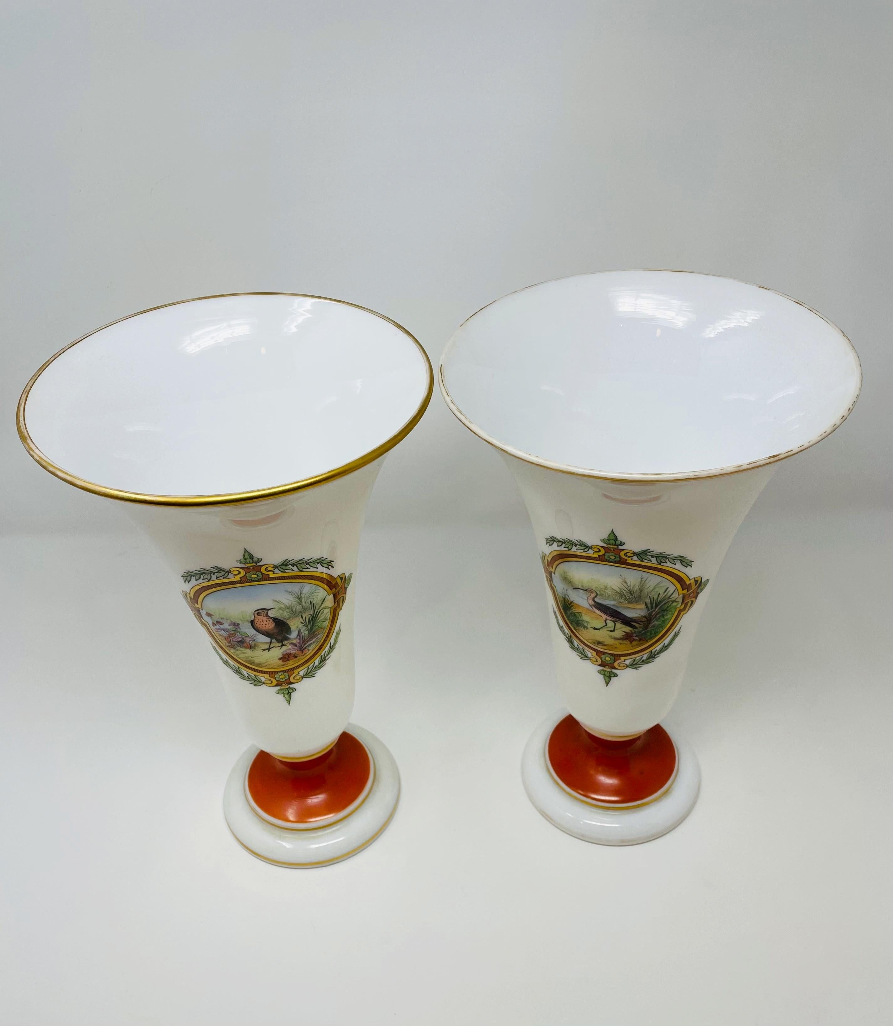 19th Century Pair of Opaline Vases, French, circa 1880