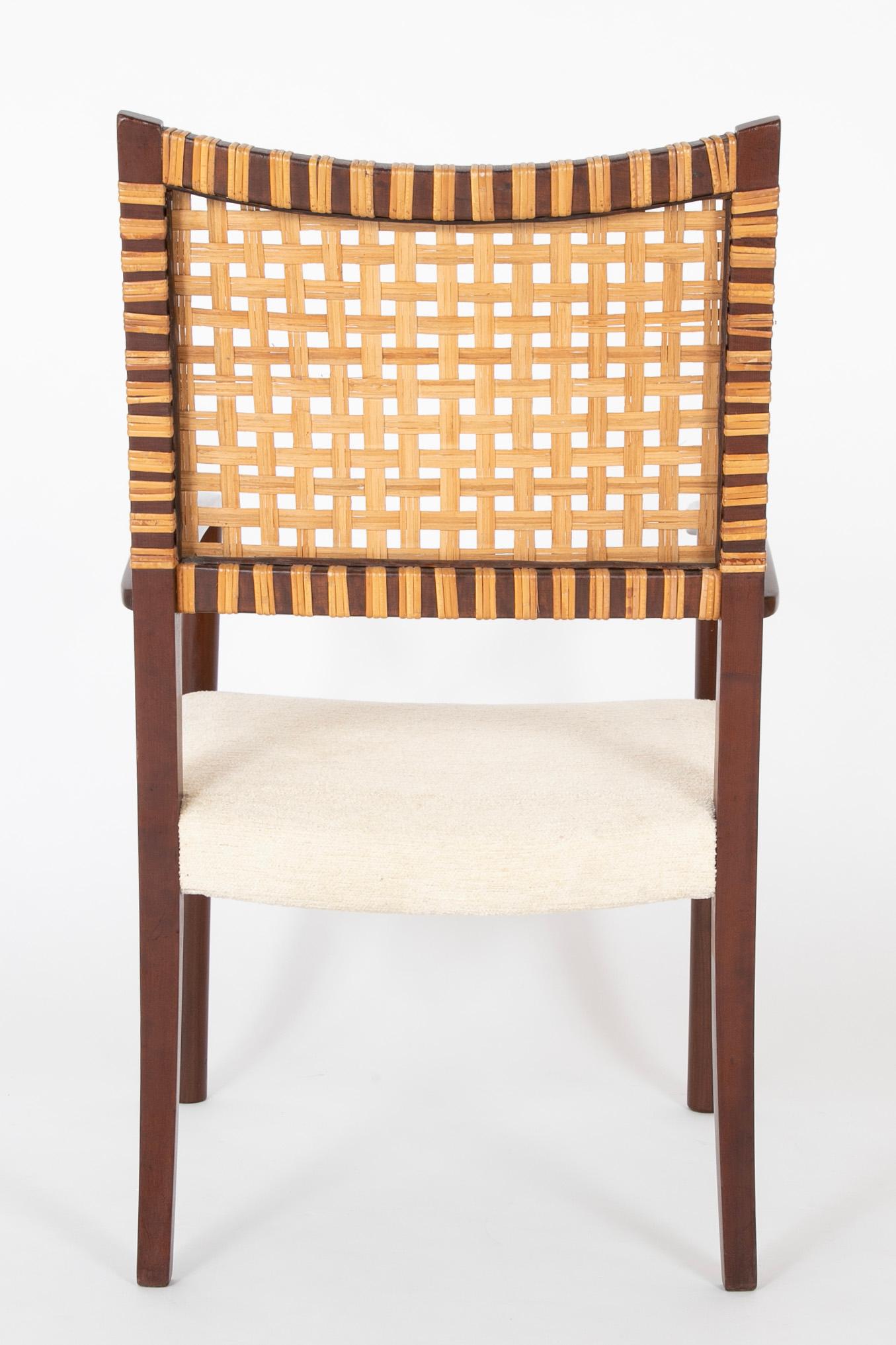 Pair of Open Arm Chairs with Caned Backs by Adolfo Foltas For Sale 3