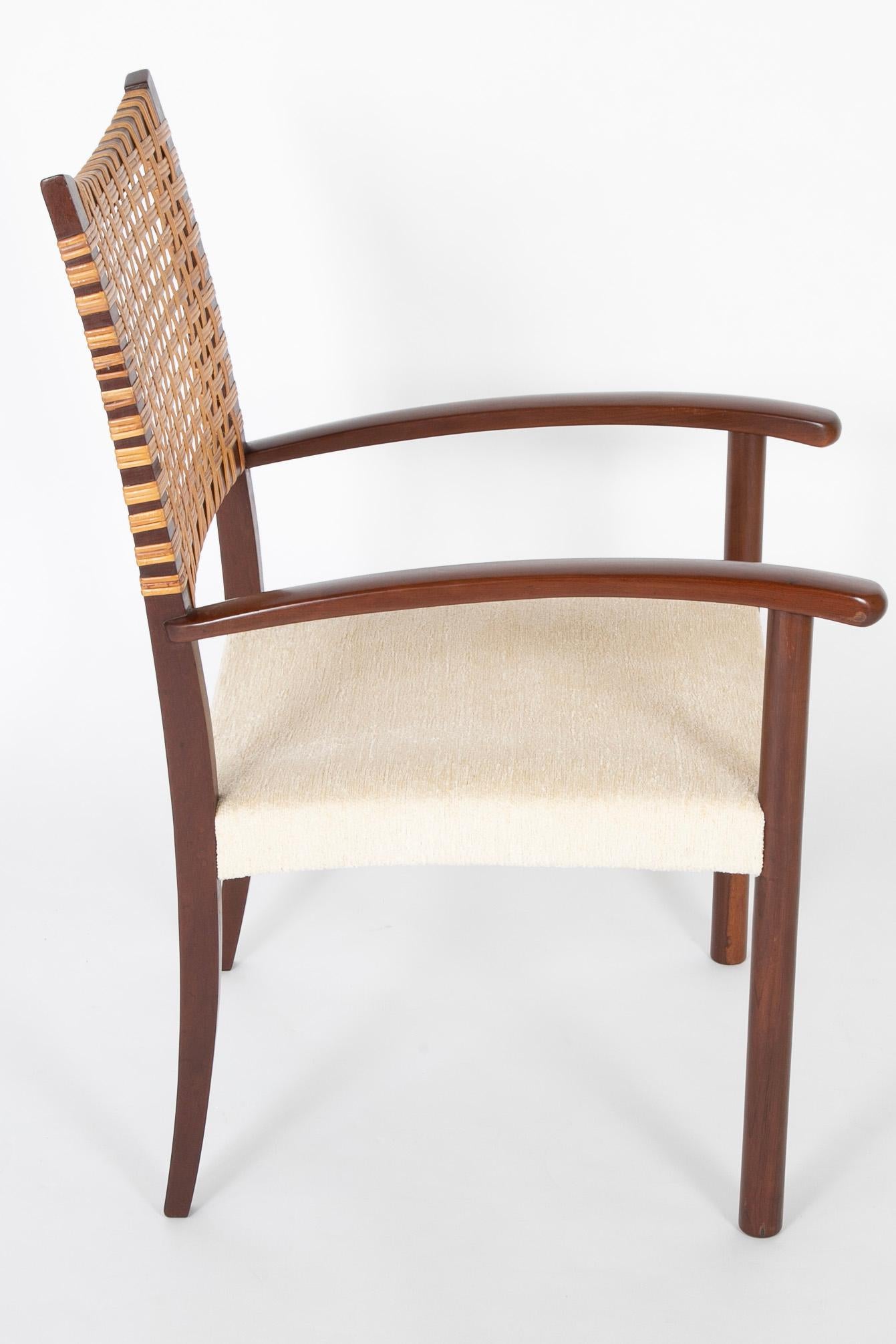 Pair of Open Arm Chairs with Caned Backs by Adolfo Foltas For Sale 1