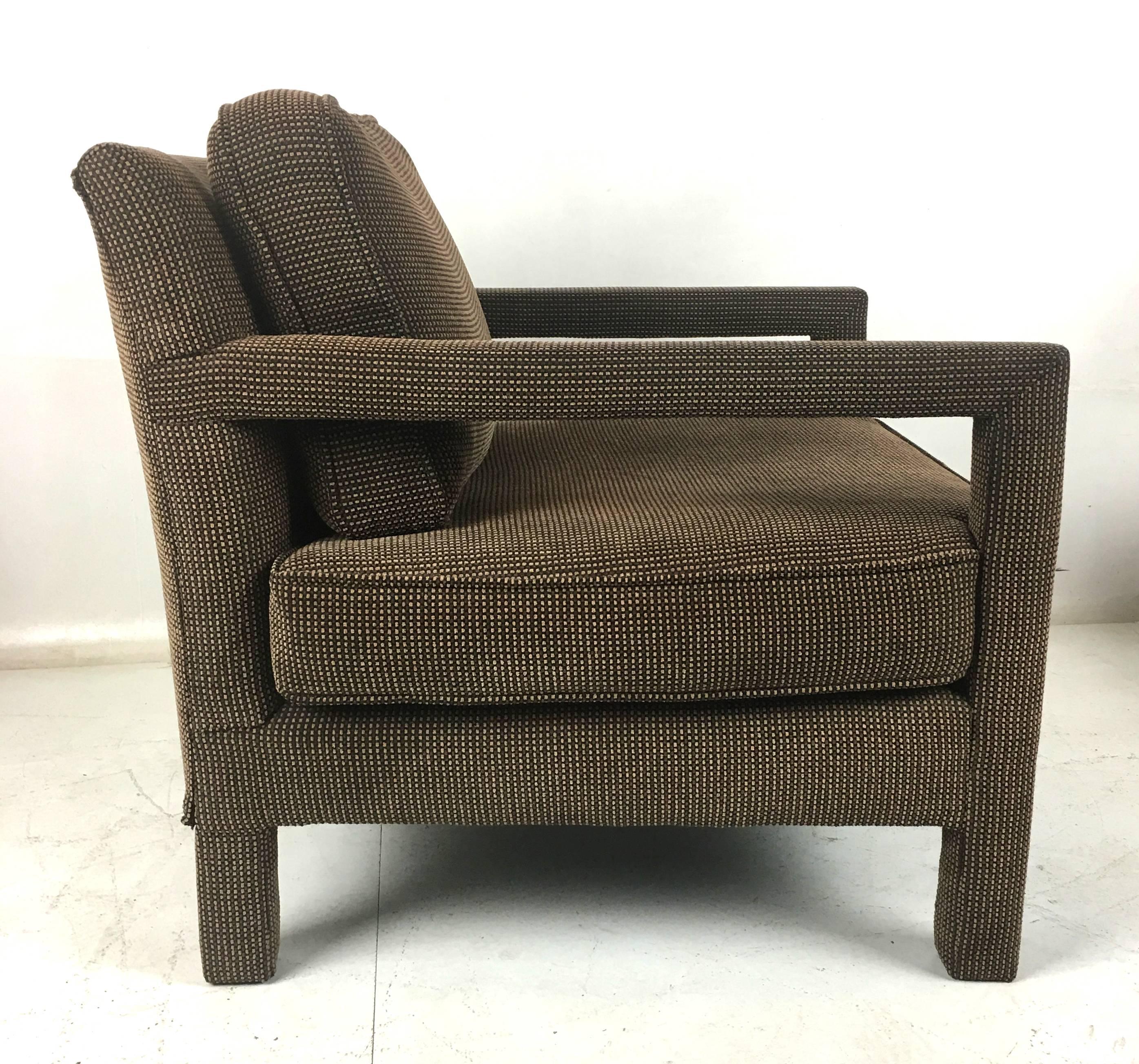 Mid-Century Modern Pair of Open-Arm Parsons Club Chairs