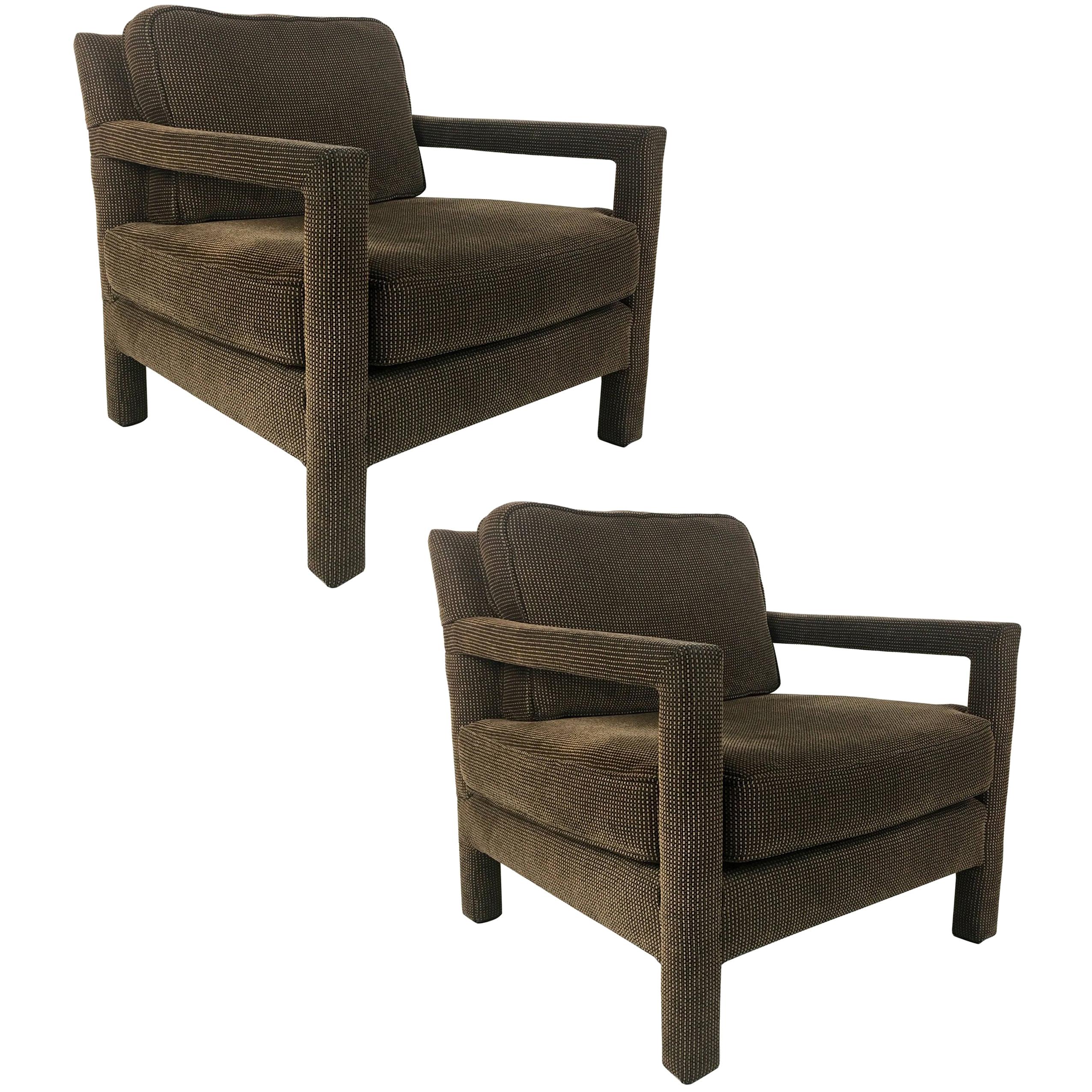 Pair of Open-Arm Parsons Club Chairs