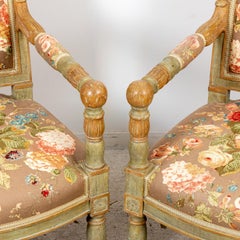 Pair of Open Armchairs with Chintz Fabric