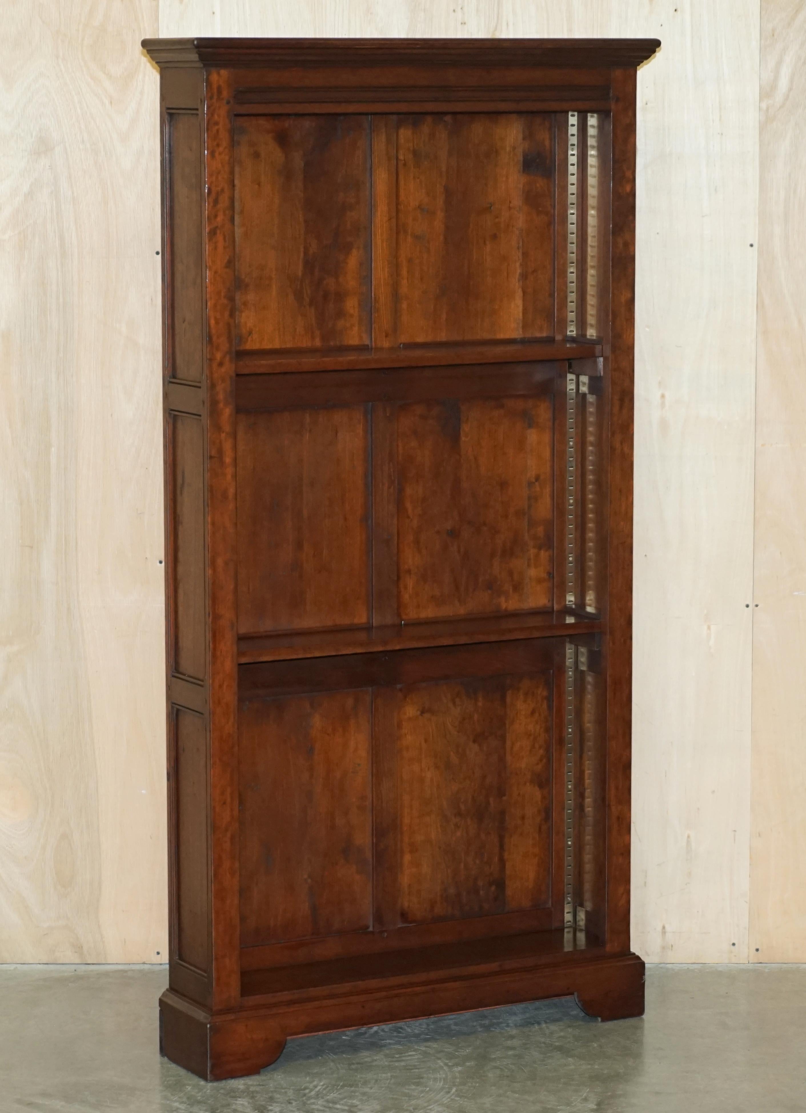 PAIR OF OPEN LIBRARY HARDWOOD BOOKCASES PANELLED SiDES HEIGHT ADJUSTABLE SHELVES For Sale 11