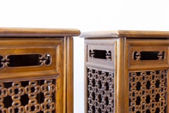 Pair of Openwork Double Door Chinese Tapered cabinets