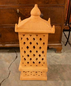 Pair of Openwork Terracotta Lanterns for Candles