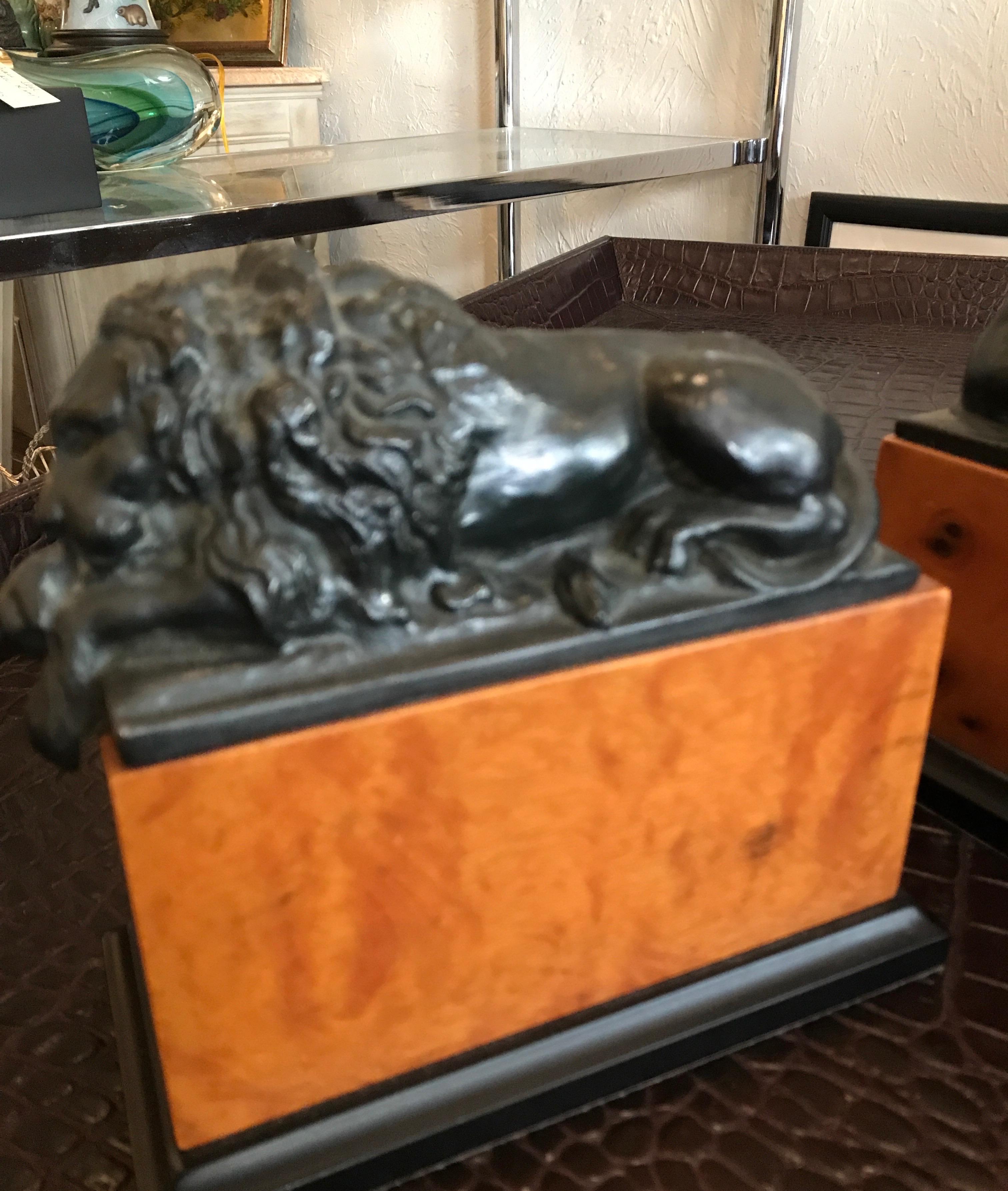Pair of Opposing Lion Bookends In Good Condition In West Palm Beach, FL