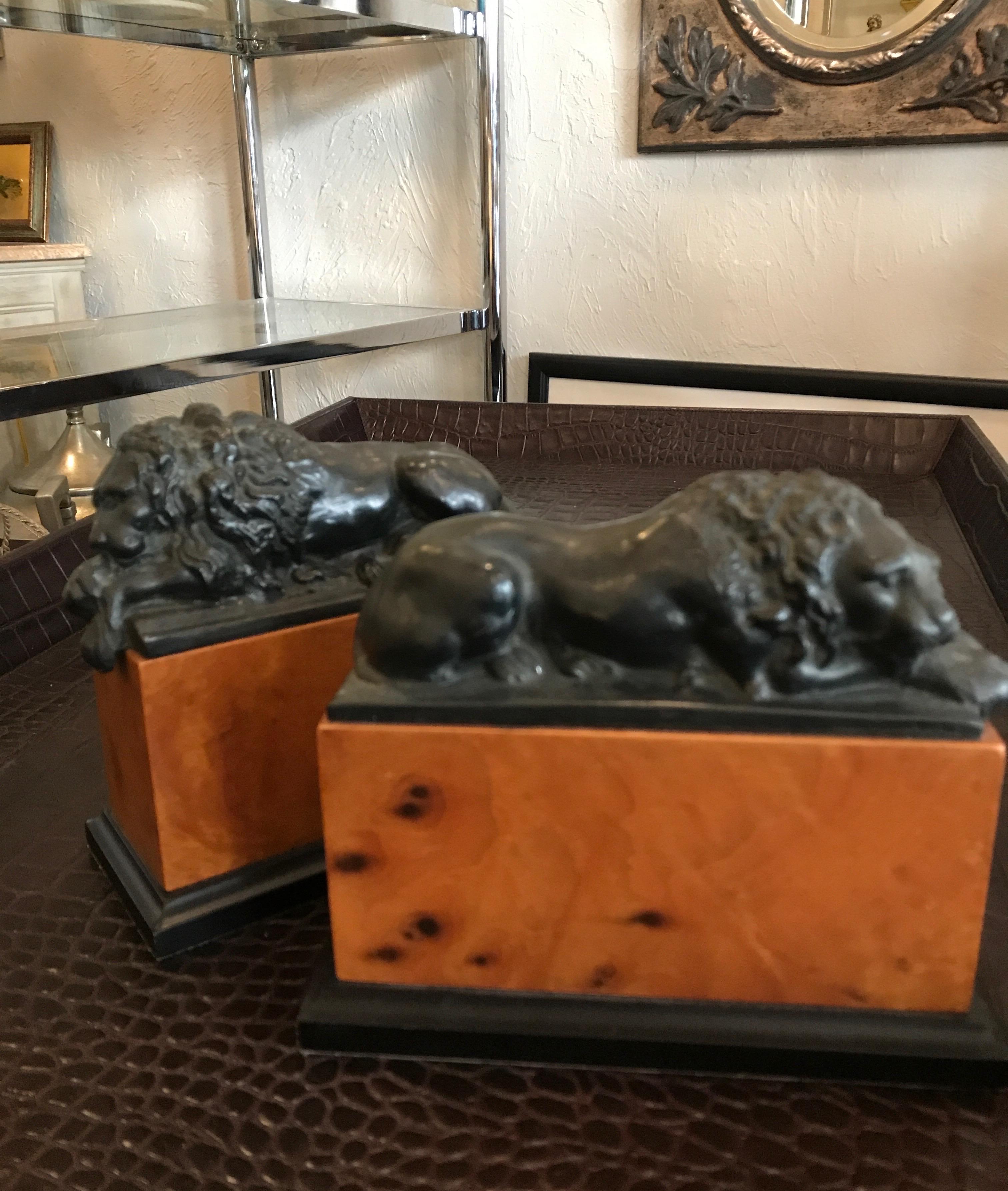 Pair of Opposing Lion Bookends 2