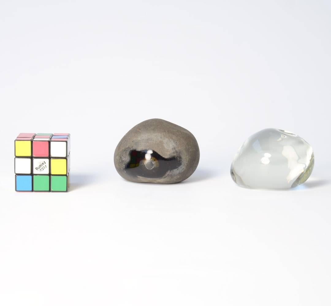 Mid-Century Modern Pair of Optical Glass Stones by Alfredo Barbini