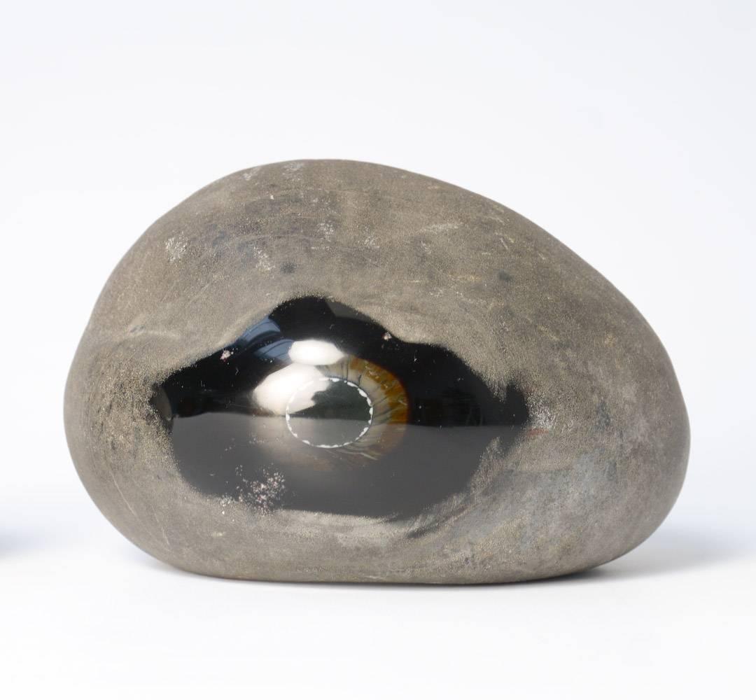 Mid-Century Modern Pair of Optical Scavo Glass Stones by Alfredo Barbini