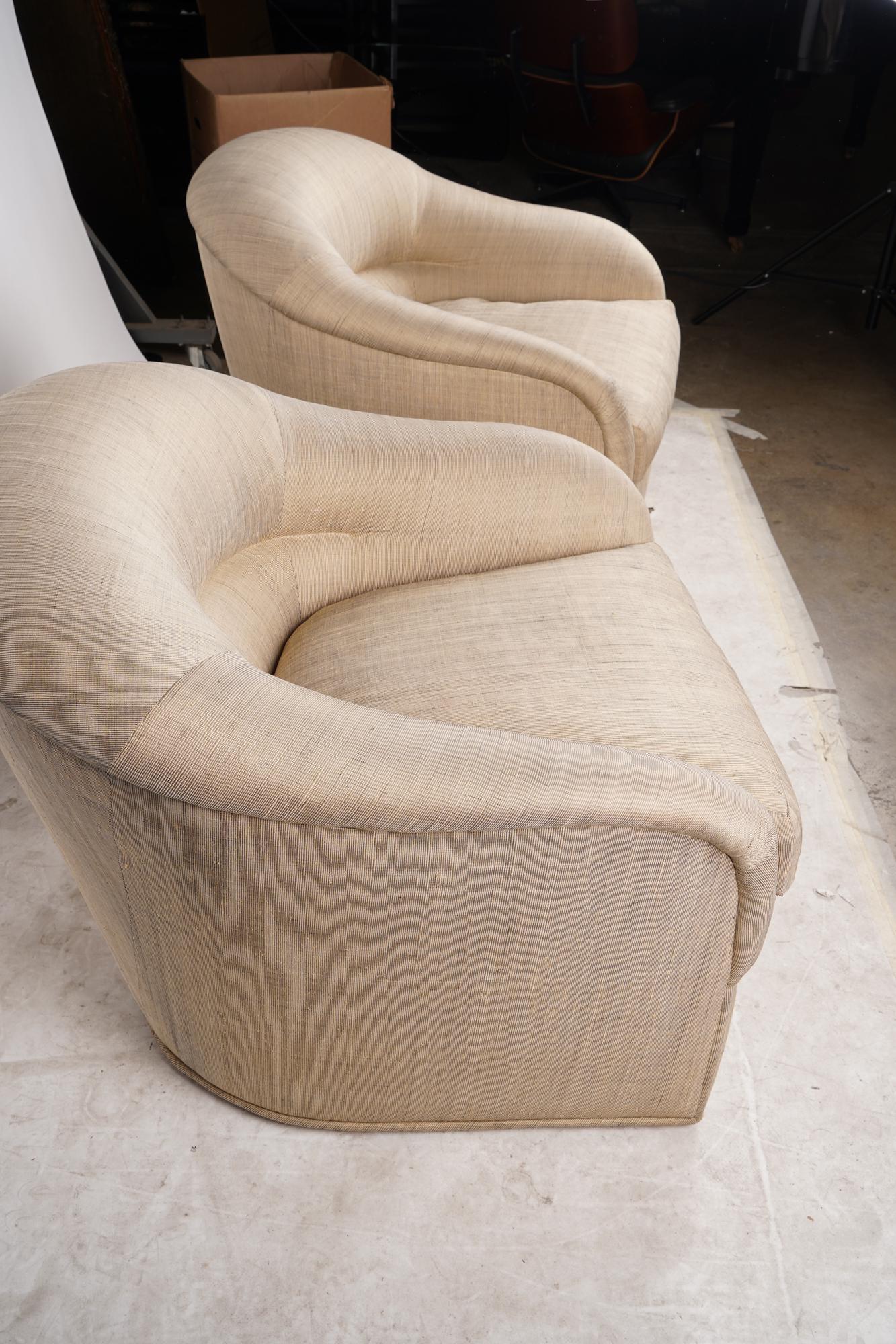 Modern Pair of Opulent J. Robert Scott Upholstered Club Chairs