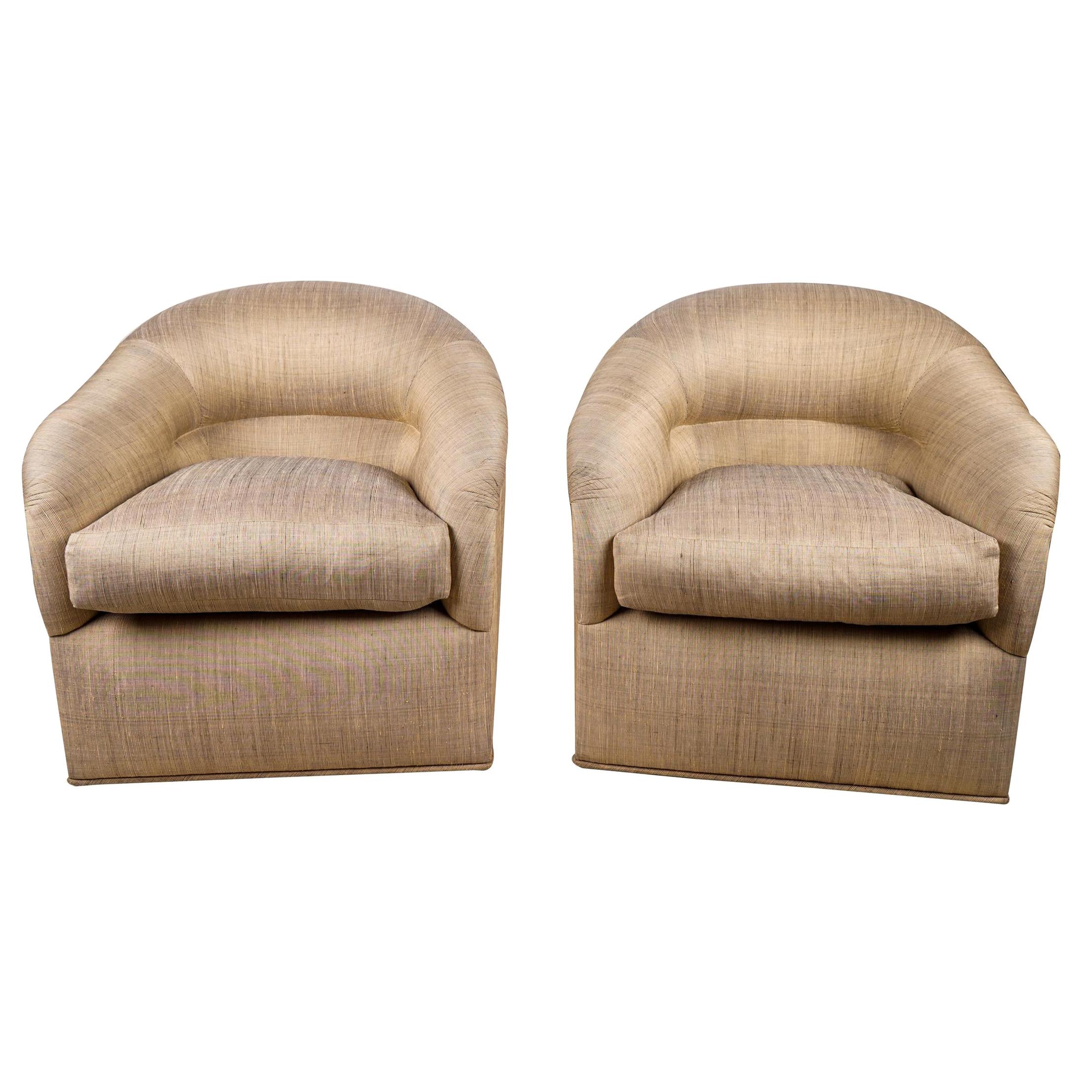 Pair of Opulent J. Robert Scott Upholstered Club Chairs