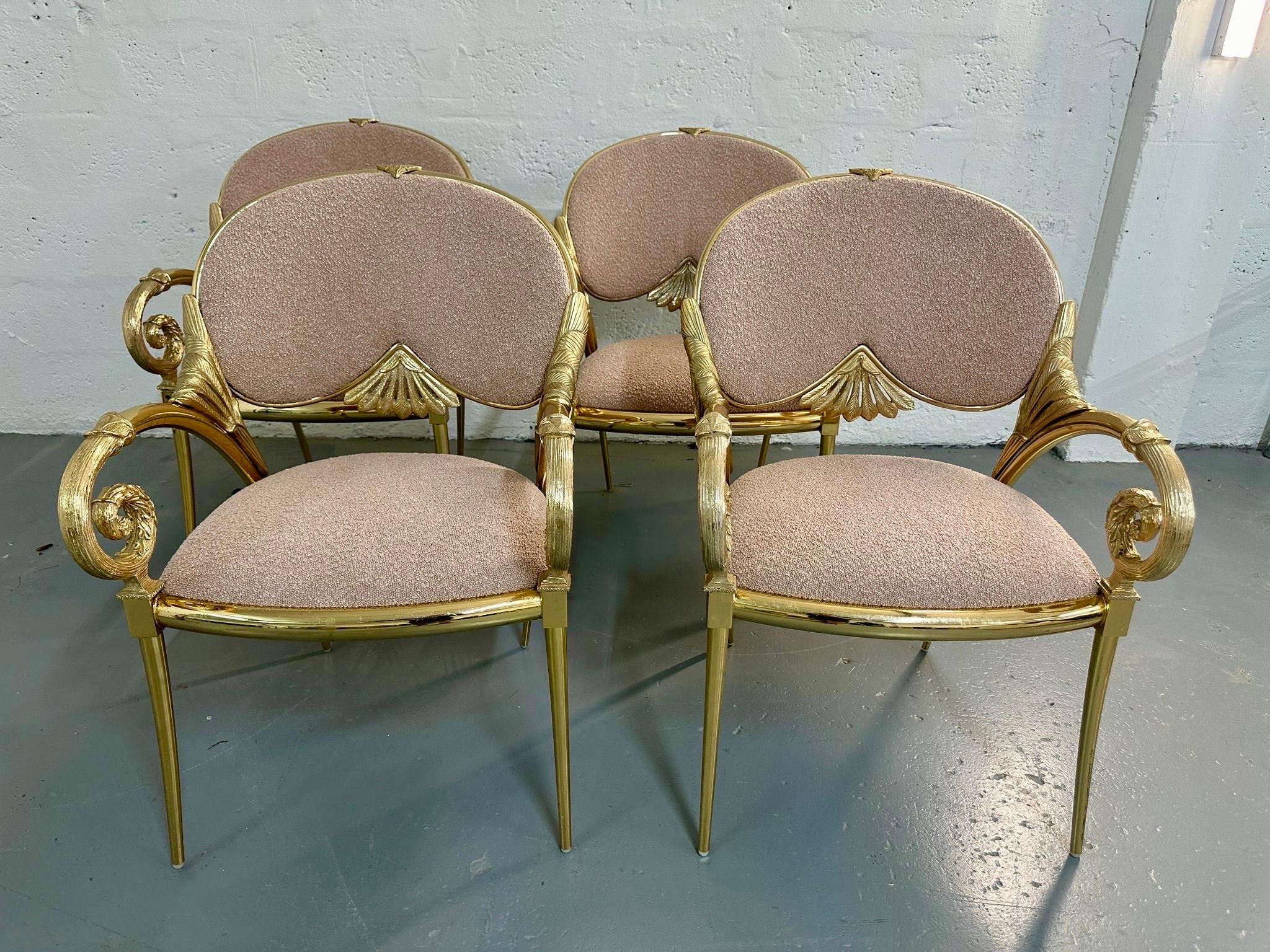 Paire d'opulents fauteuils décoratifs Manuel Vidal Grau en métal plaqué or en vente 4
