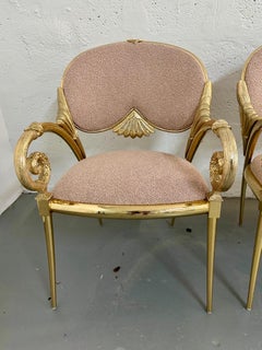PAIR of Opulent Manuel Vidal Grau Gold-Plated Metal Decorative Armchairs